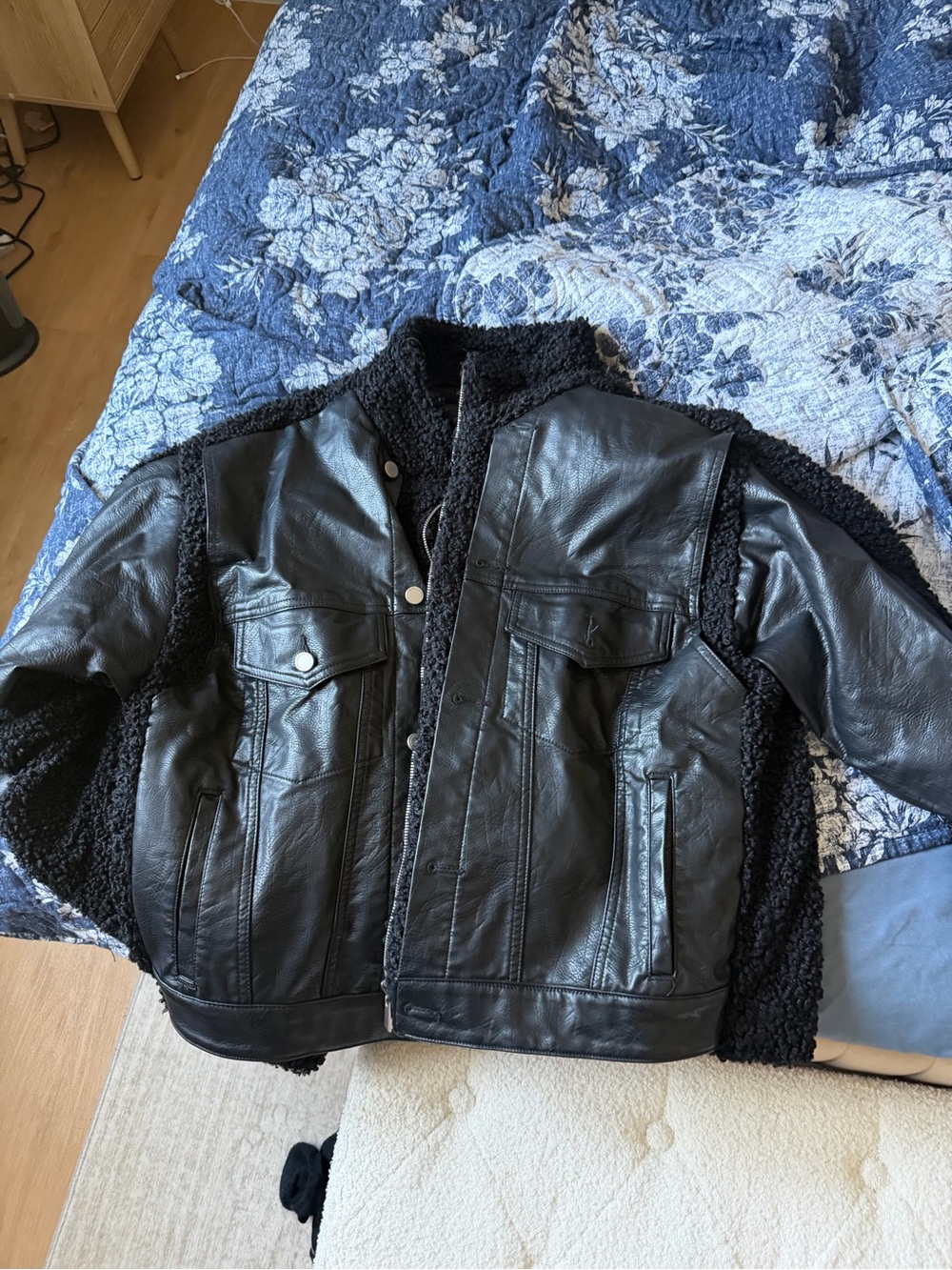 Blank NYC Black Faux Shearling Jacket